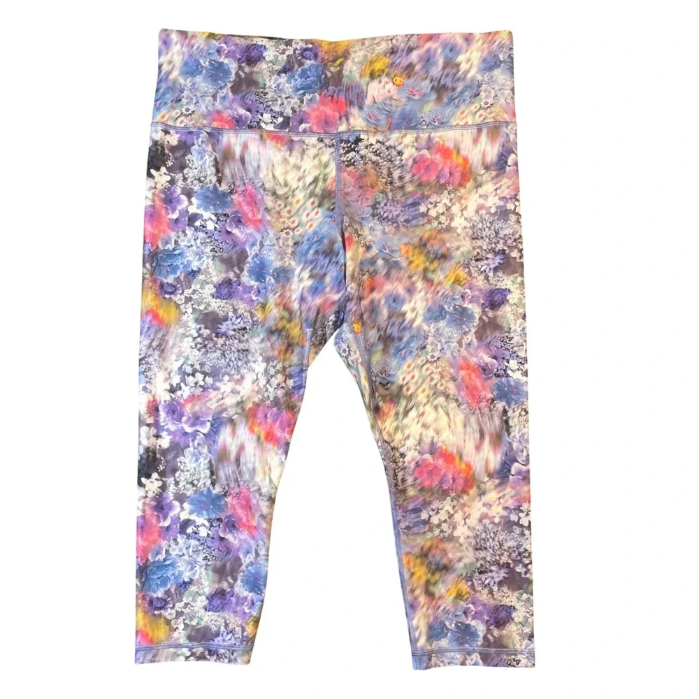 Athleta Elation Capri Leggings Women's XL Botanical Floral Print Workout Yoga - Picture 1 of 9